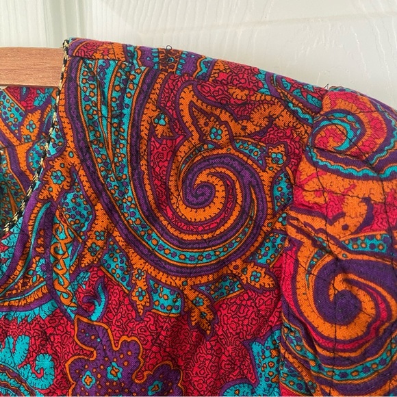 VTG 80’s/90’s Quilted Red Multicolor Paisley Print Cropped Bolero Jacket - Picture 10 of 16